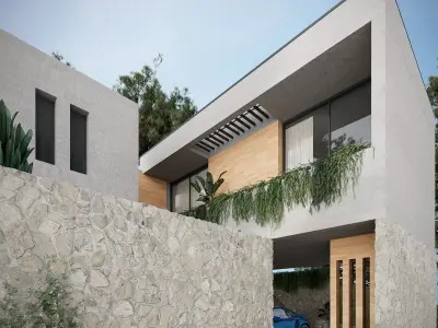 Stone Facede Villa 3d Scene 3D model