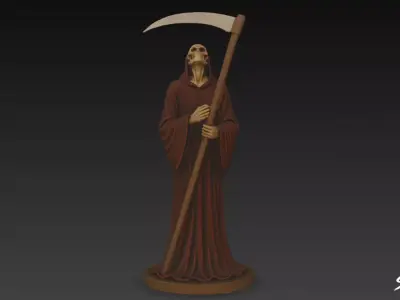 Grim Reaper Statue Heaven Gaze Pose Low-poly 3D model