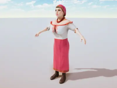 Stylized Character Woman Rigged with Shape Keys Low-poly 3D model