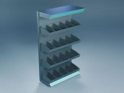 Supermarket Display Shelf with Modular Trays Low-poly 3D model