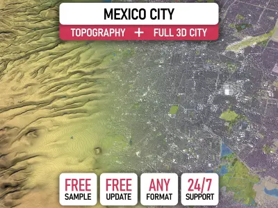 Mexico City - Topography Terrain 3D City 3D Model Pack