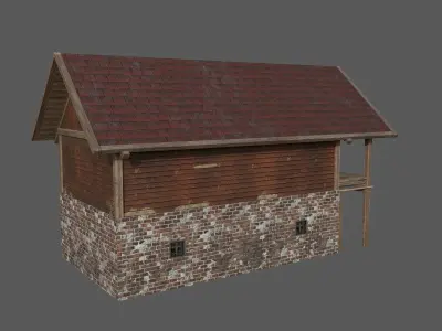 Old wooden house Exterior Interior Low-poly 3D model