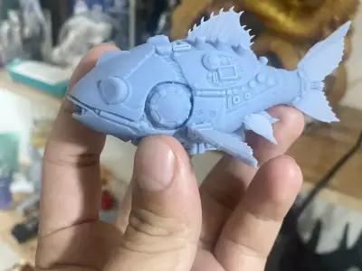 cyberpunk mechanical fish 3D print model