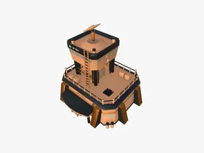 SciFi Facility B04 Orange - Sci Fi Exterior Design Low-poly 3D model