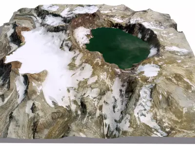 Mountain landscape Crater Lake Oregon United States  3D model