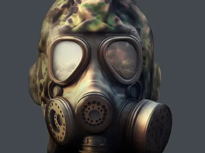 Gas mask helmet 3d model military combat fantasy  Low-poly 3D model