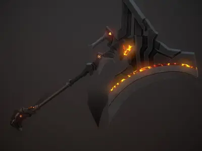 Sci-Fi Battle Axe 3 Low-poly 3D model