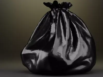 Black Plastic Garbage Bag - Game Ready -Unity Prefabs Included Low-poly 3D model