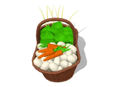 Farmer Vegetable Basket Low-poly 3D model