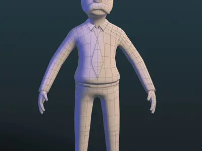 cartoon simple lowpoly game character Professor Low-poly 3D model