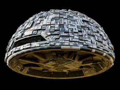 Sci-Fi Base SemiSphere Sphere Hemisphere Lowpoly Low-poly 3D model