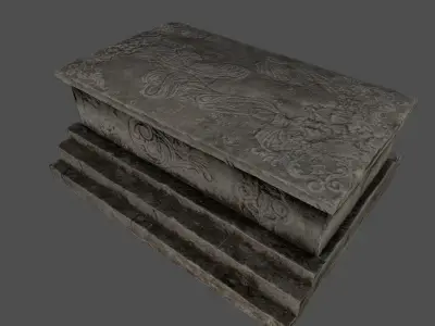 tomb 3 stone coffin Low-poly 3D model