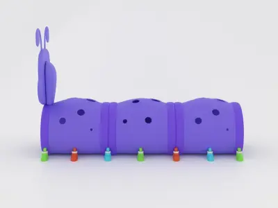 Caterpillar Play Tunnel Cartoon 3D Model Low-poly 3D model