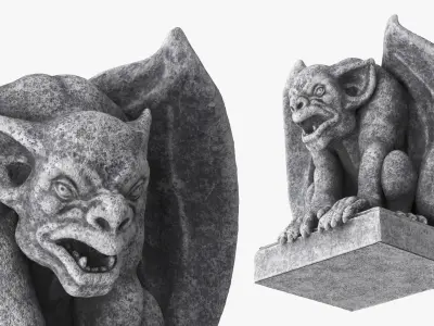  Sculpture Gargoyle Statue Gray Vintage 