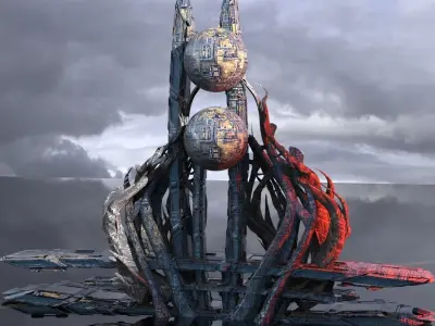 Global elite sci fi winter tower 3D model