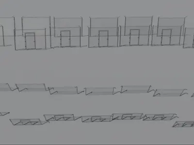 Modular 3D Metal Fence Low-poly 3D model