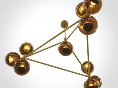 Modo Chandelier 3 Sided 10 Globes Free 3D model