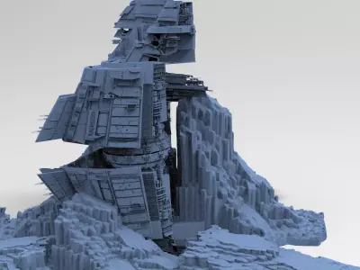 Star freighter on mountain 3D model