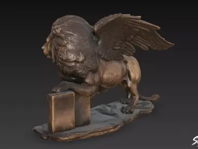 Lion Statue V46 Low-poly 3D model
