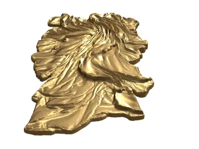 Golden Flowing Fabric decor set wall mural 3D Model for CNC  3D print model