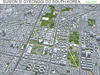 Suwon si Gyeonggi do South Korea 30km Low-poly 3D model