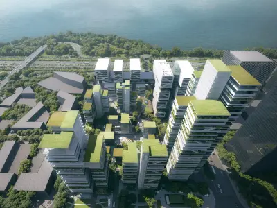 Waterfront Vertical Garden Towers Mixed-Use Complex 3D model