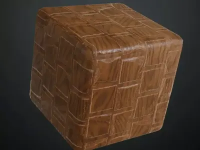 Rough-Texture Glossy Wood Block Parquet PBR Texture