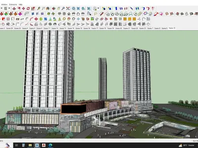 Sketchup Shopping mall with apartments  3D model