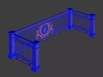 Metal Neoclassical Railing 4 Free 3D model