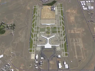 Kunming - 3D Airport Model Low-poly 3D model