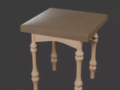 Wooden Side Stool 3D model