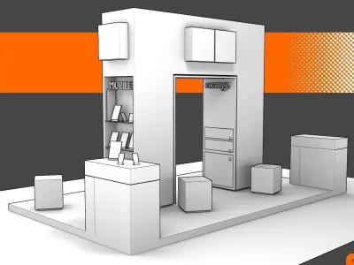 Orange Mobile exhibition display stand for trade show 3D model
