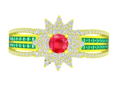 Luxury Halo Emerald Channel Ring for Women 6269 3D print model