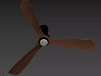 Modern Wooden 3-Blade Ceiling Fan with Light 3D model
