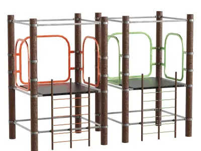 Childrens Play Area 5 Modular Slides Low-poly 3D model
