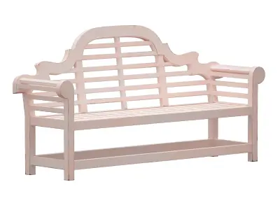 White park bench with backrest 3D model