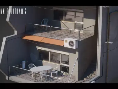 Dystopian Cyberpunk Building 1 Low-poly 3D model