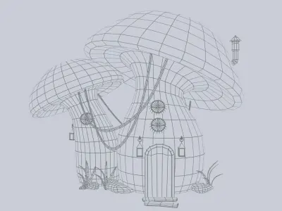 Mushroom house Low-poly 3D model