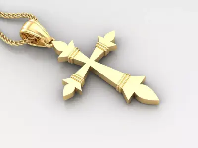 Light Gold 18K Cross Pendant 2CP064 3D print model