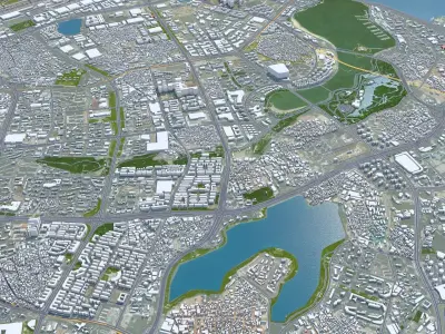 Xiamen Fujian China 50km AI Low-poly 3D model