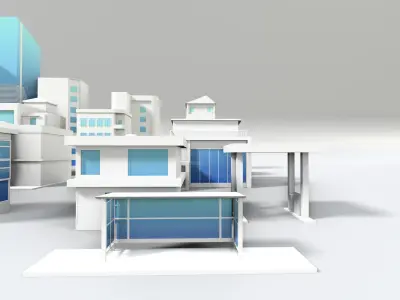 3D LOWPOLY CITY 16 BUILDING 3D model