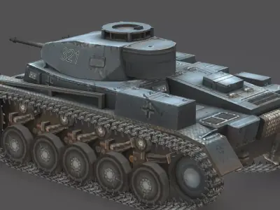Pz II-F Light Tank 3D Model Low-poly 3D model