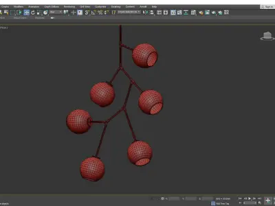 Neutron 6 Light Chandelier  Polished Gold Low-poly 3D model