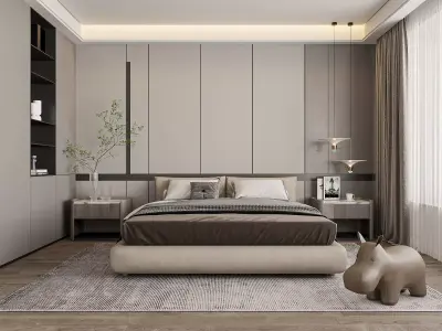 Modern Minimal Master Bedroom 3D model