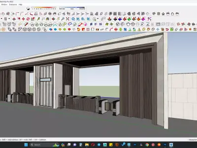 Gate house with boundary wall 3d model 3D model