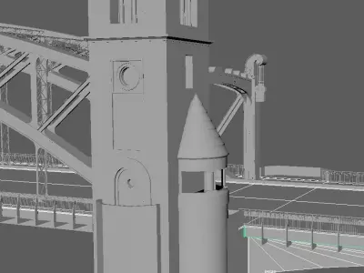 bridge 3d model with clock tower 3D model