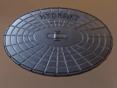 Sewer Cover 2 Hydranten Low-Poly Low-poly 3D model