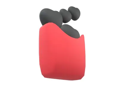Heart French Fries Packaging Icon v1 002 Low-poly 3D model
