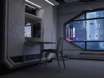 Cyberpunk Apartment v7 Scene 3D model