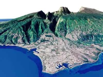 Reunion island full 3d model terrain 3D model